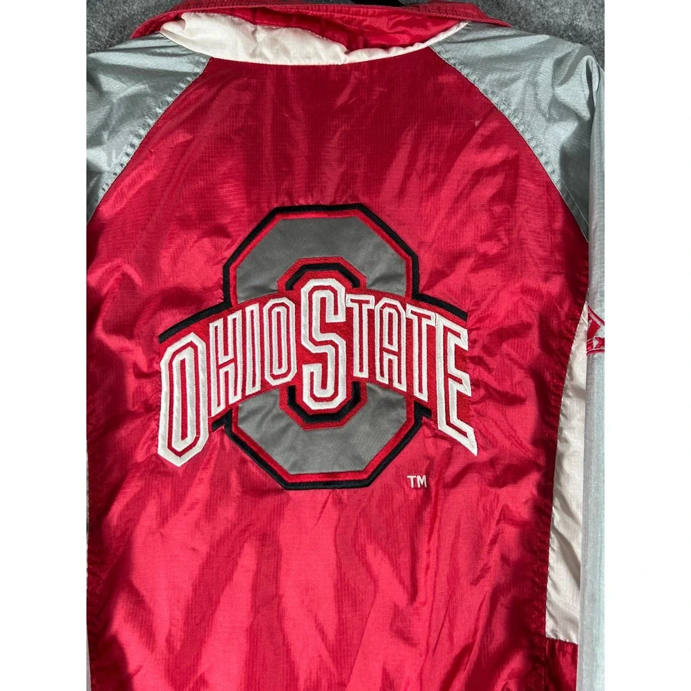 Vintage Apex One Ohio State Buckeyes Windbreaker Jacket Red Grey Mens Medium
